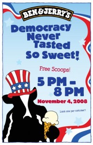 Show 'em your "I voted" sticker, or do the "I voted" dance, and you get a free scoop.