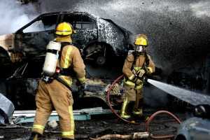 At the conclusion of Southworth's announcement, emergency services moved in to quell the mighty flames left in his wake.