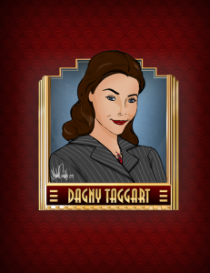 Something about 1950s era businesswomens outfits goes really well with that Art Deco/movie palace marquee frame and color scheme.