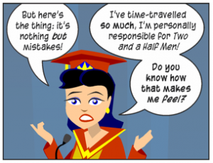 Pretty bad, I bet. But no fooling, the strip progresses straight into actual solid advice for about three panels until Wonderella reverts to her normal self.